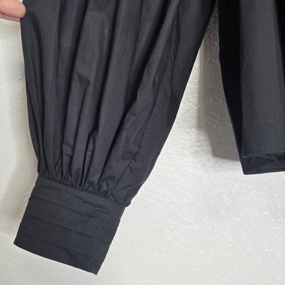 Ulla Johnson Black Marika Poplin Balloon Long Sleeve Blouse Women's Size 8 - Picture 10 of 14